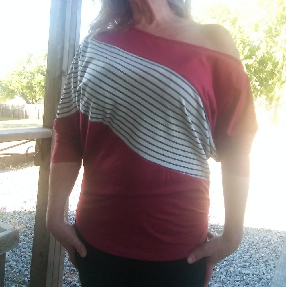 patchwork last 1 🔥bat sleeve casual shoulder top - Picture 6 of 8